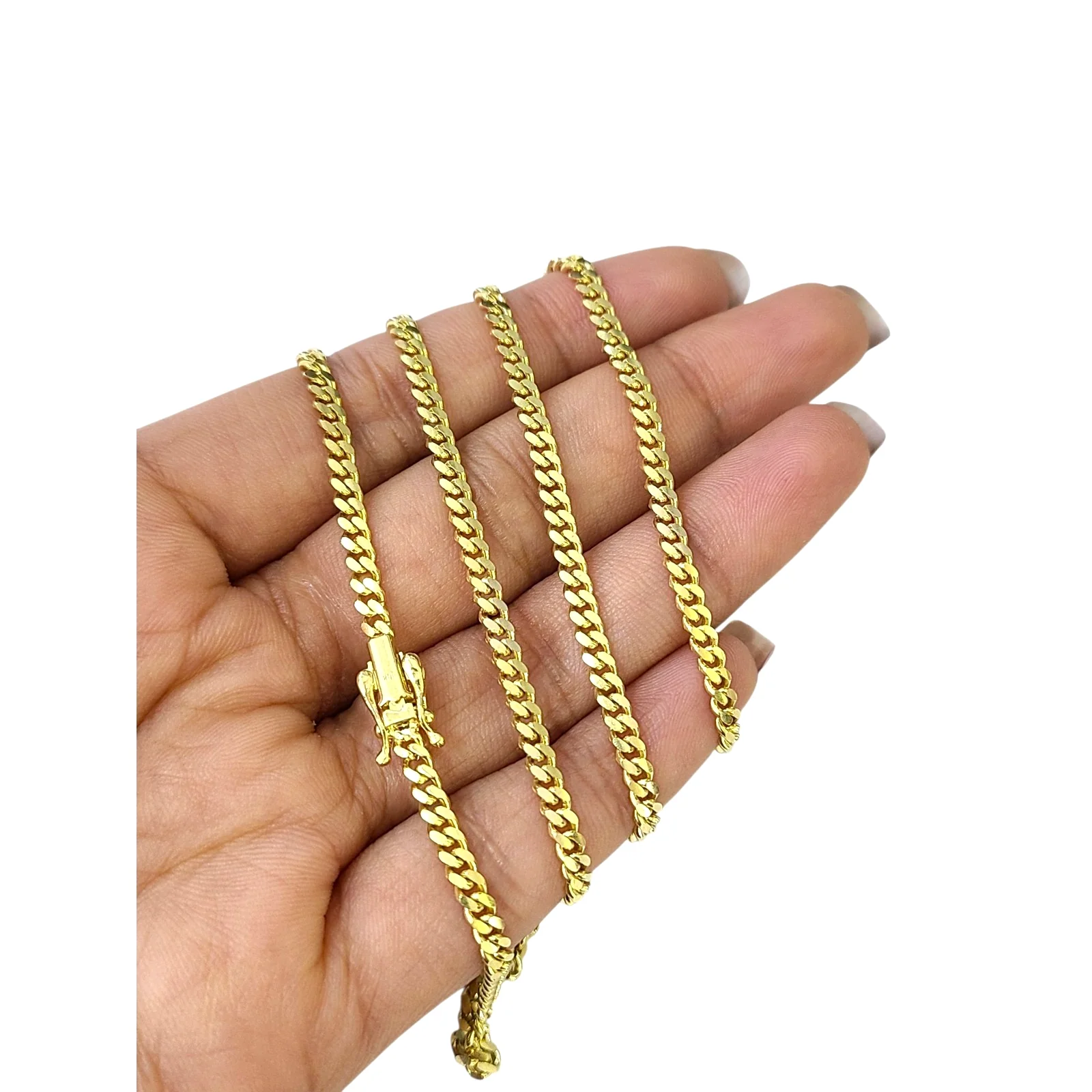 10k Solid Gold Miami Cuban Link Chain 3mm Necklace 18 20 22 24 Inches Men Women - Image 2