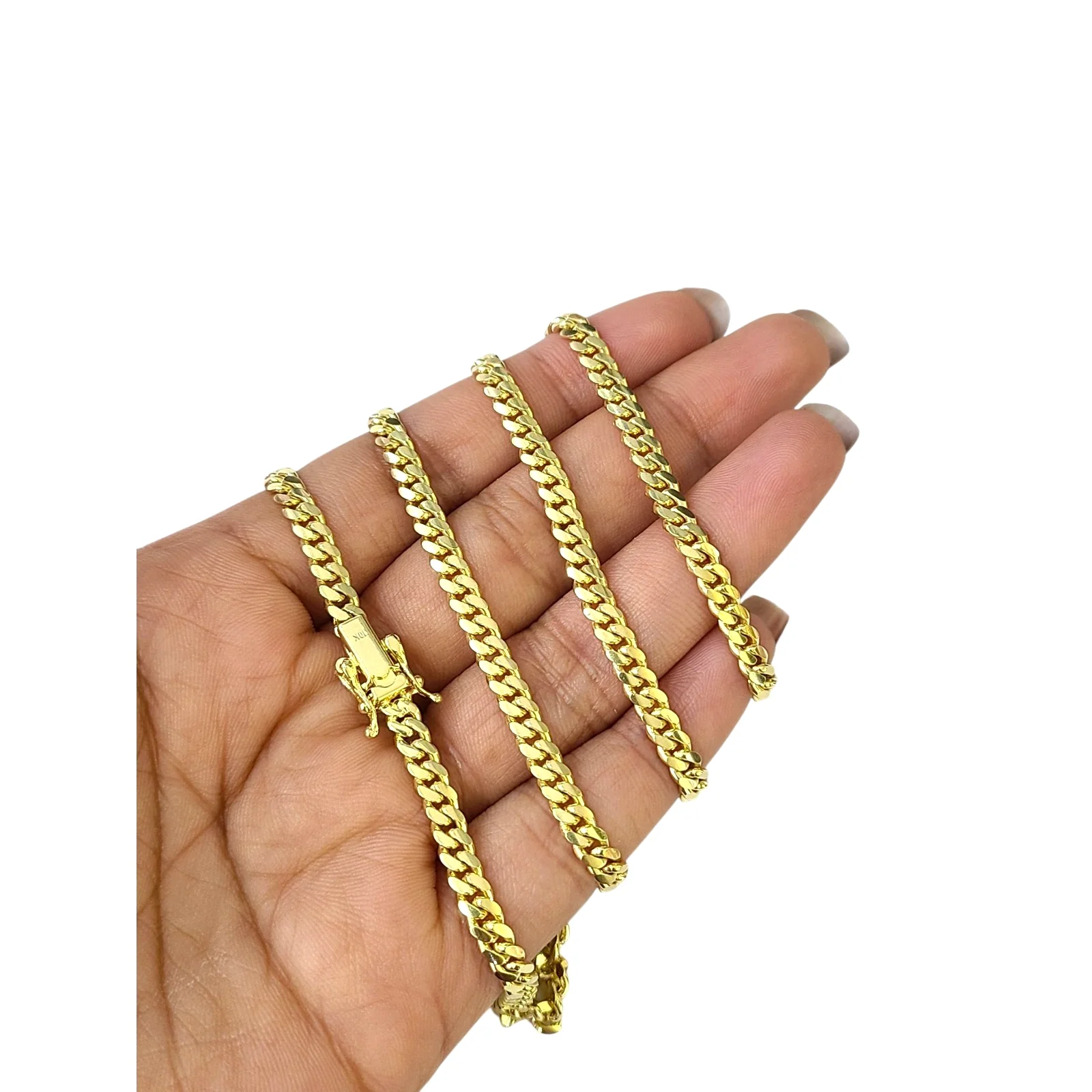 10k Solid Gold Miami Cuban Link Chain 4mm Necklace 18 20 22 24 Inches Men Women - Image 2