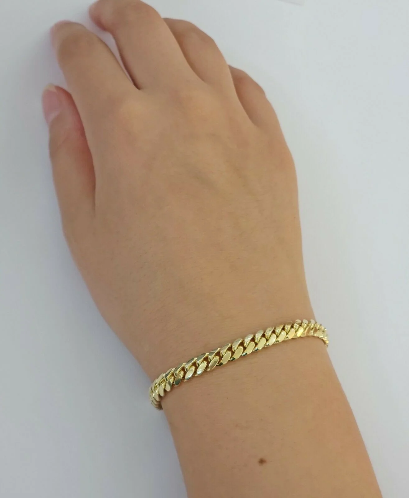10k solid maimi cuban Link bracelet 7.5 Inch 6mm Real 10kt yellow Gold Men Women - Image 2