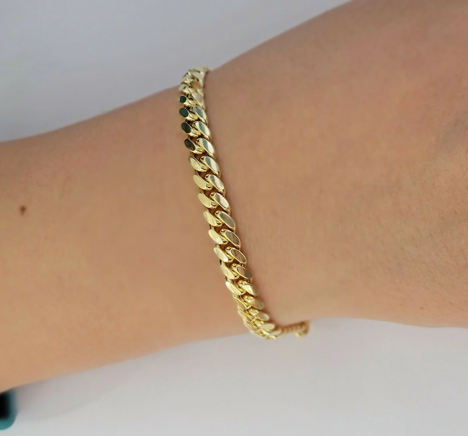 10k solid maimi cuban Link bracelet 7.5 Inch 6mm Real 10kt yellow Gold Men Women - Image 3