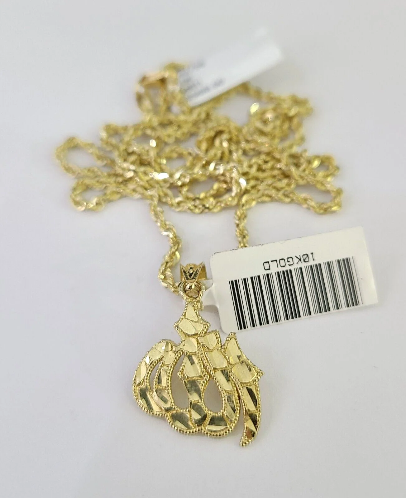 10k Solid Rope Chain 2mm Allah Pendant Charm Necklace SET 18-22" Ladies - Image 5