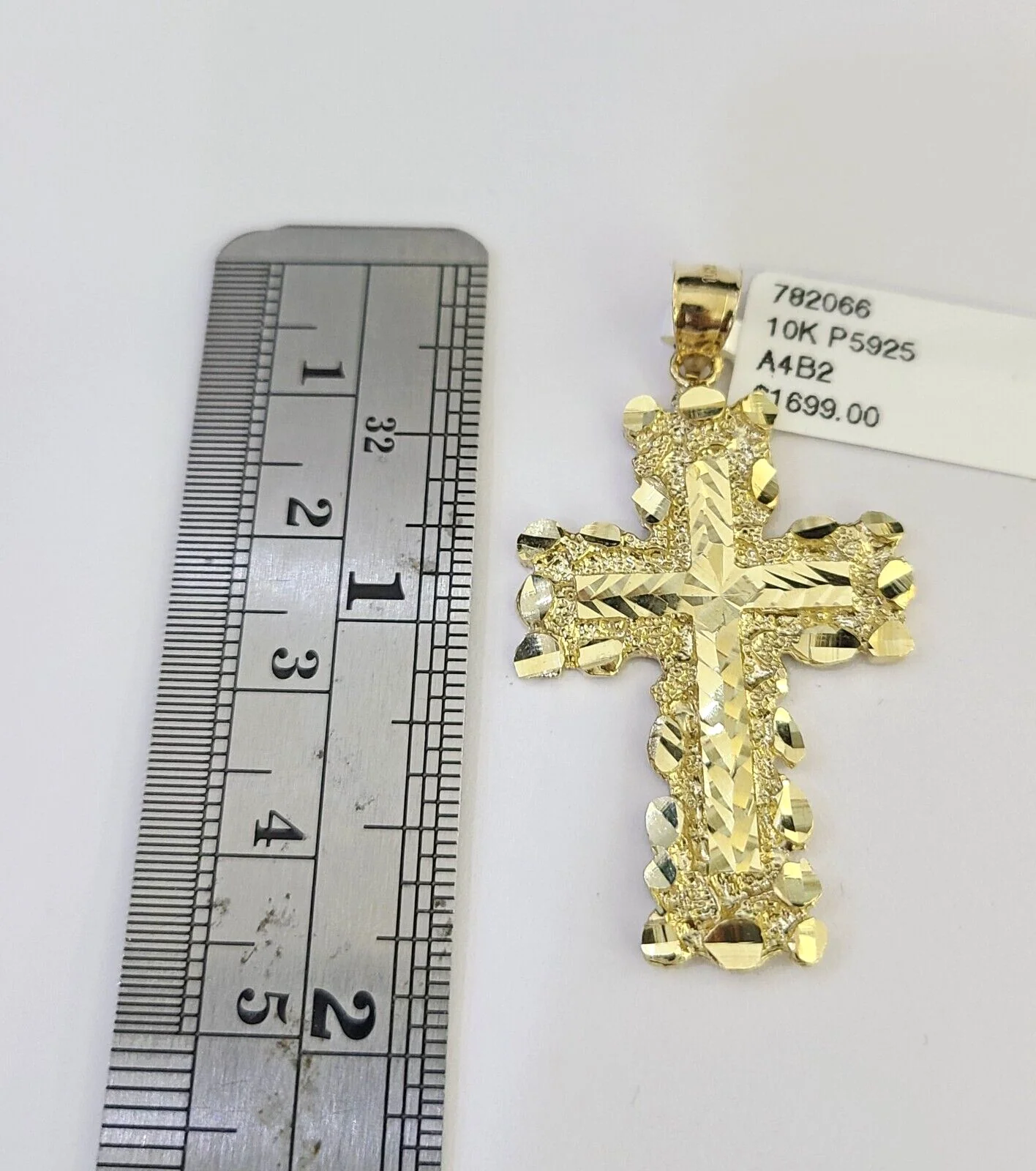 10k Solid Rope Chain 3mm Jesus Cross Necklace Pendant Charm SET 18-26 in - Image 3