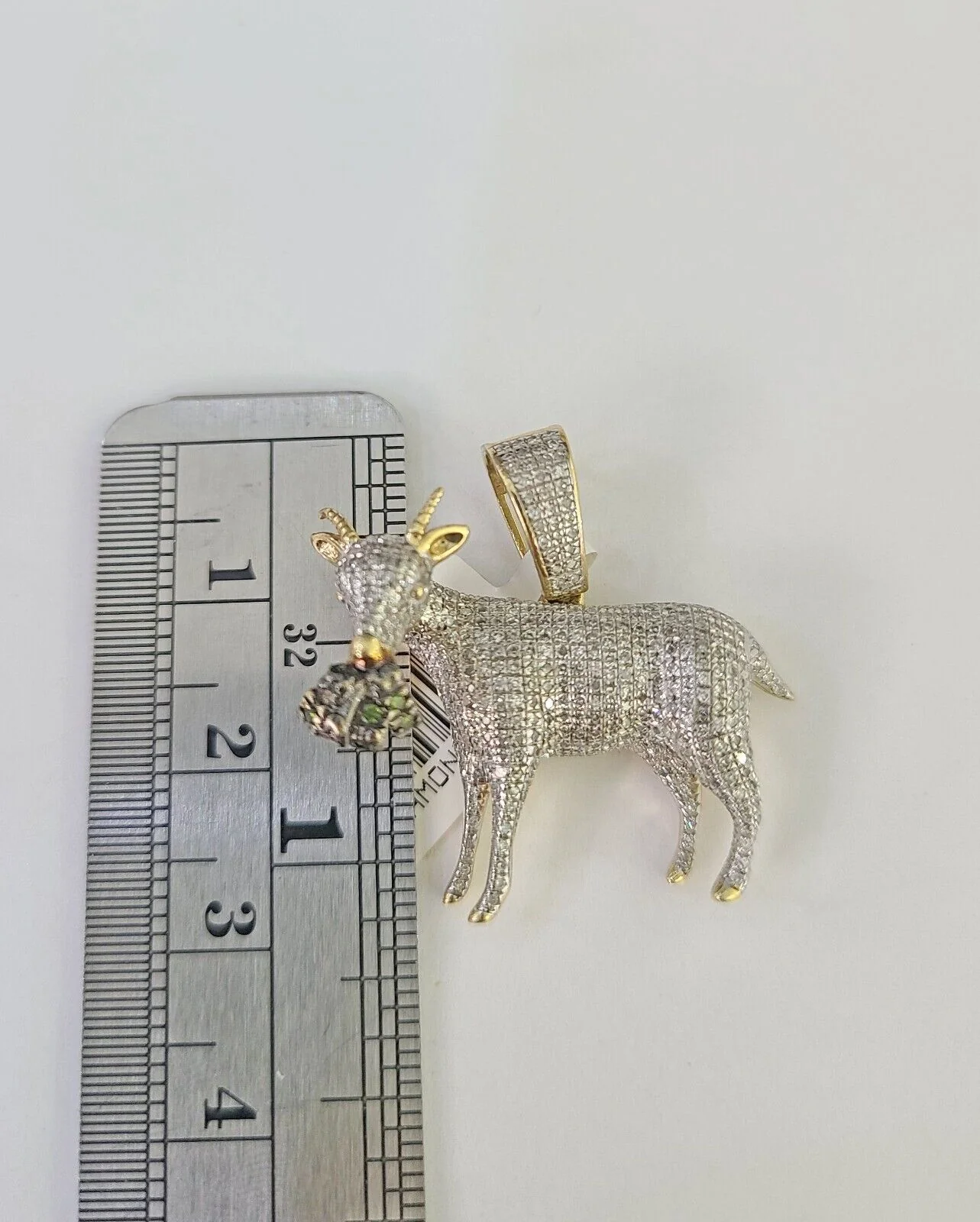10k Solid Rope Chain Goat Charm Diamond Set 4mm 20"-28" Necklace Gold Yellow - Image 4