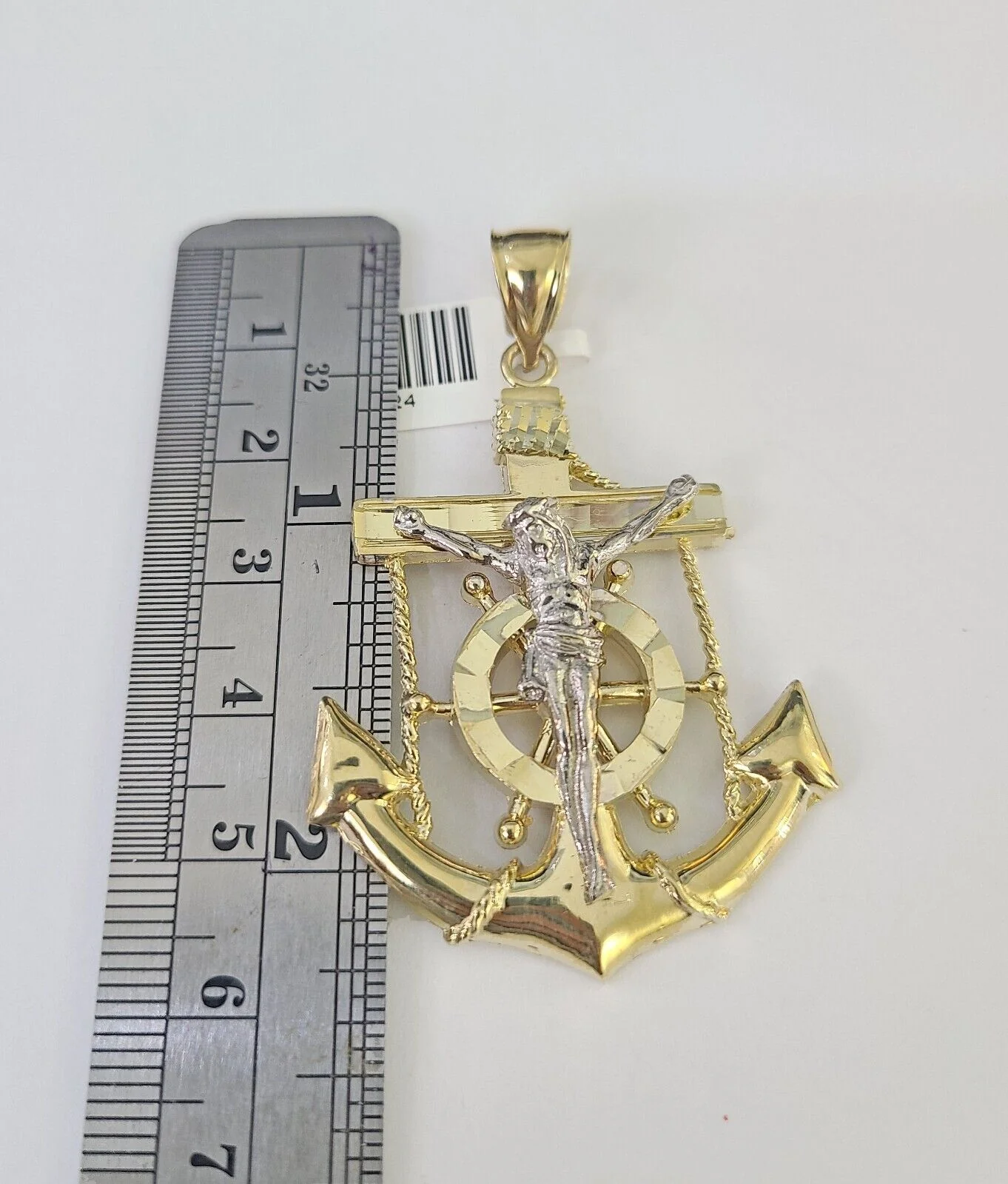 10k Solid Rope Chain Jesus Anchor Charm Set 4mm 20"-28" Necklace Gold Yellow - Image 5