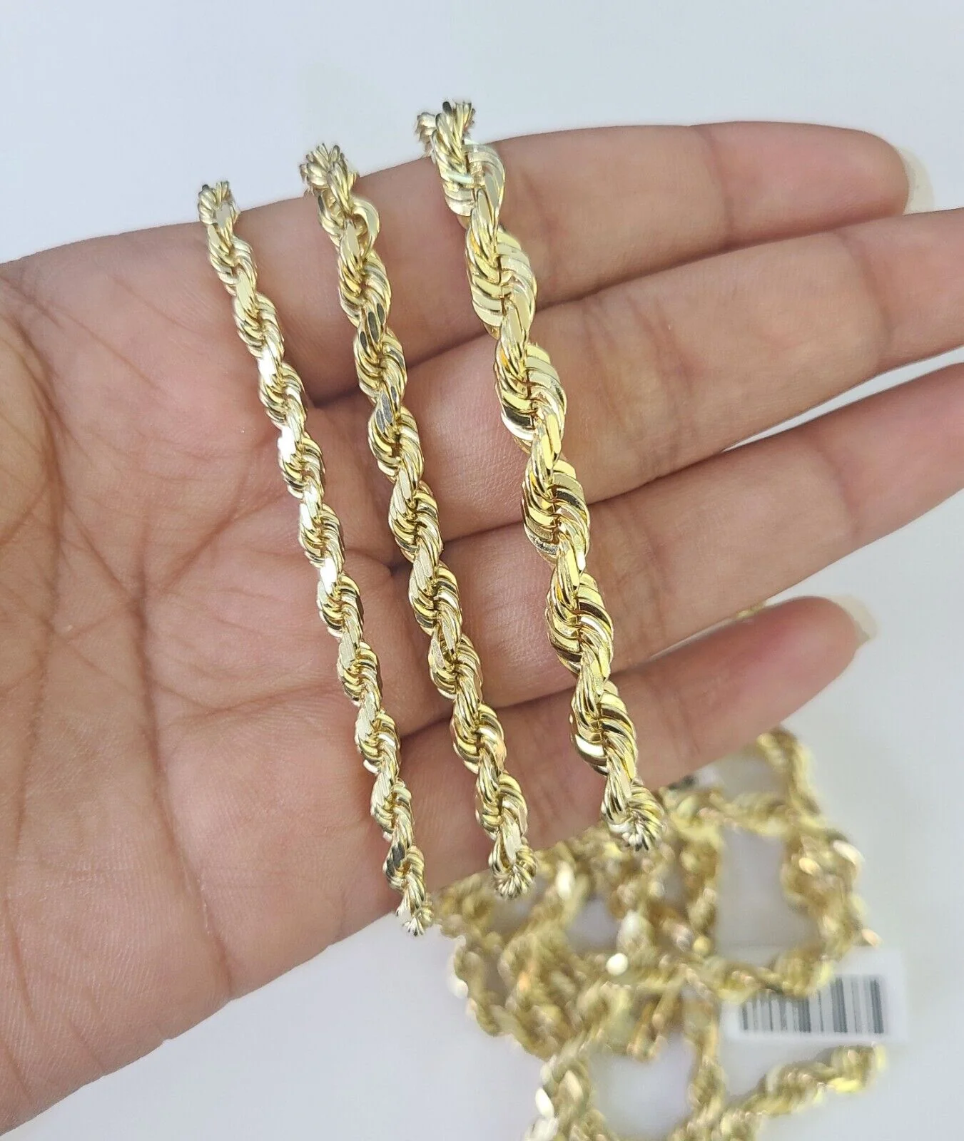 10k Solid Rope Chain Yellow Gold Necklace 4mm 5mm 6mm 20-30Inches Real Men Women - Image 4