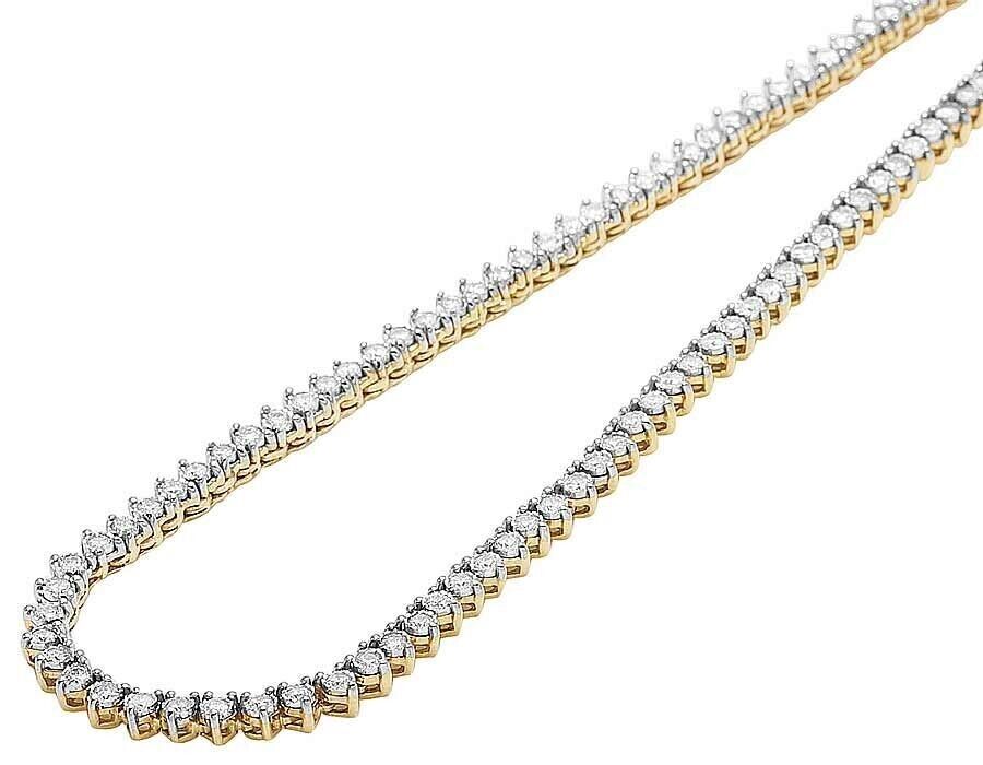 10k Solid Tennis Ice Chain Real Gold 22 Inch Necklace 3mm Genuine 1.85CT Diamond - Image 2