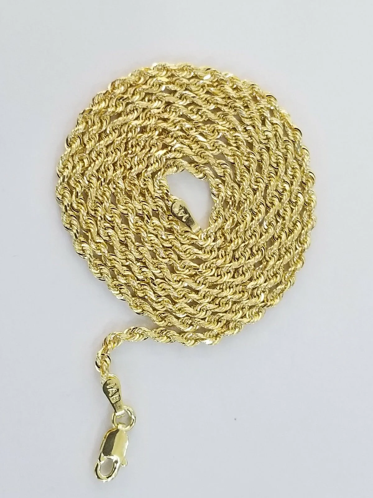 10K Solid Yellow Gold Rope Chain Diamond Cut 2mm 18 20 22 24 Inch - Image 3