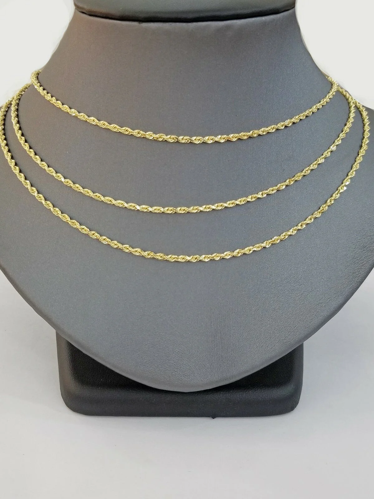 10K Solid Yellow Gold Rope Chain Diamond Cut 2mm 18 20 22 24 Inch - Image 4