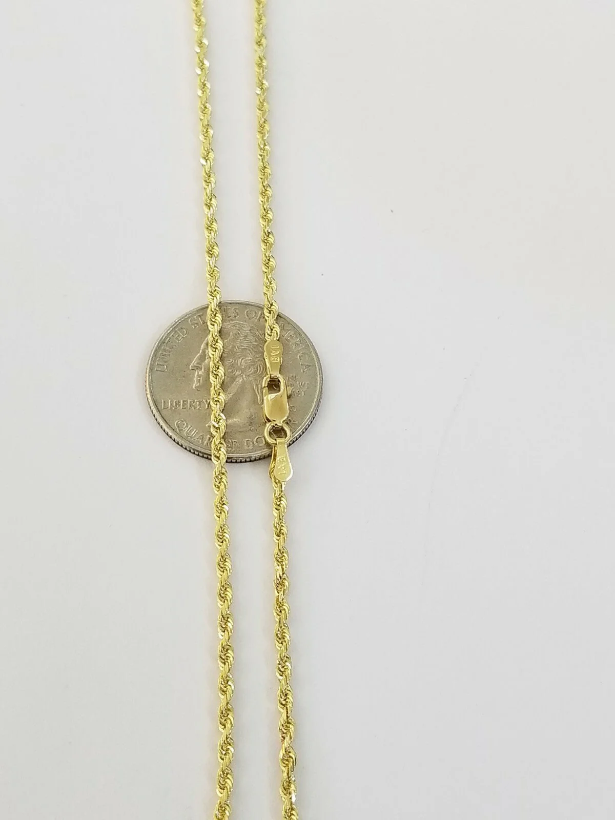 10K Solid Yellow Gold Rope Chain Diamond Cut 2mm 18 20 22 24 Inch - Image 5