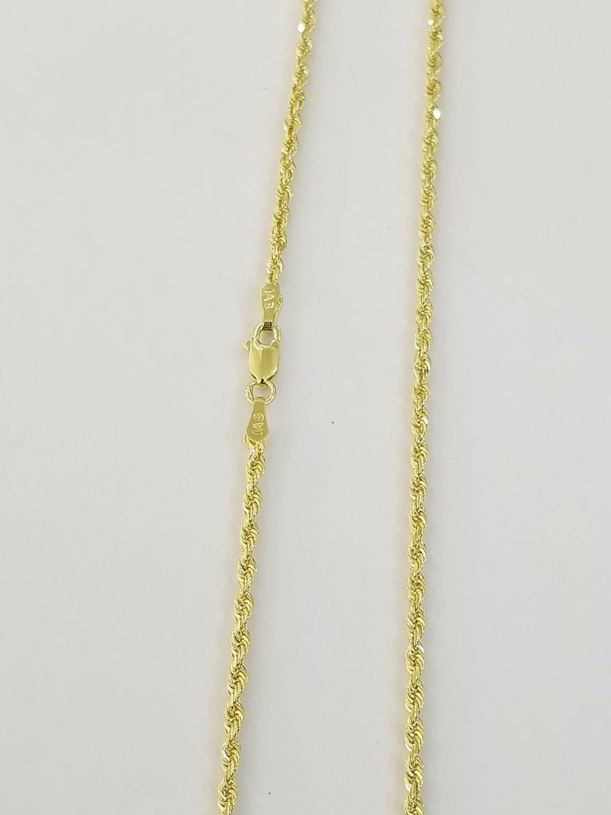 10K Solid Yellow Gold Rope Chain Diamond Cut 2mm 18 20 22 24 Inch - Image 7