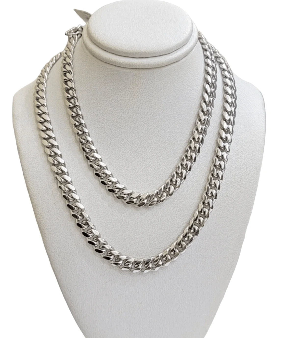 10k White Gold Chain Miami Cuban Link Necklace 26 Inch 7mm, Real Mens 10KT Solid - Image 4