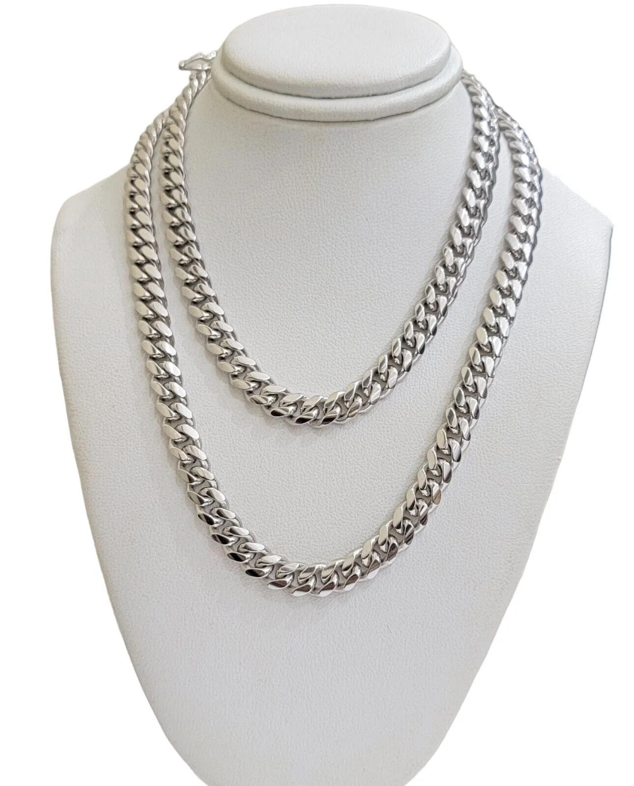 10k White Gold Chain Miami Cuban Link Necklace 26 Inch 7mm, Real Mens 10KT Solid - Image 5