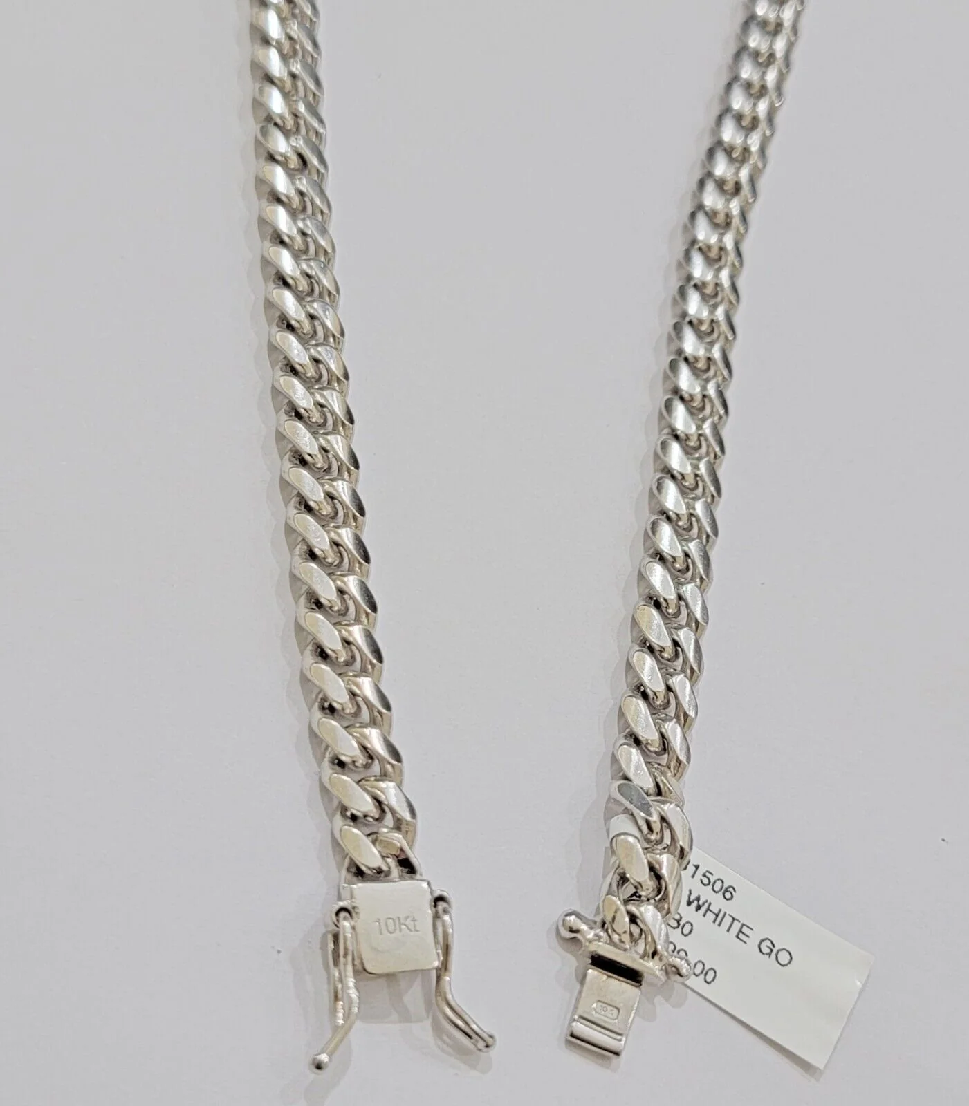 10k White Gold Chain Miami Cuban Link Necklace 26 Inch 7mm, Real Mens 10KT Solid - Image 6