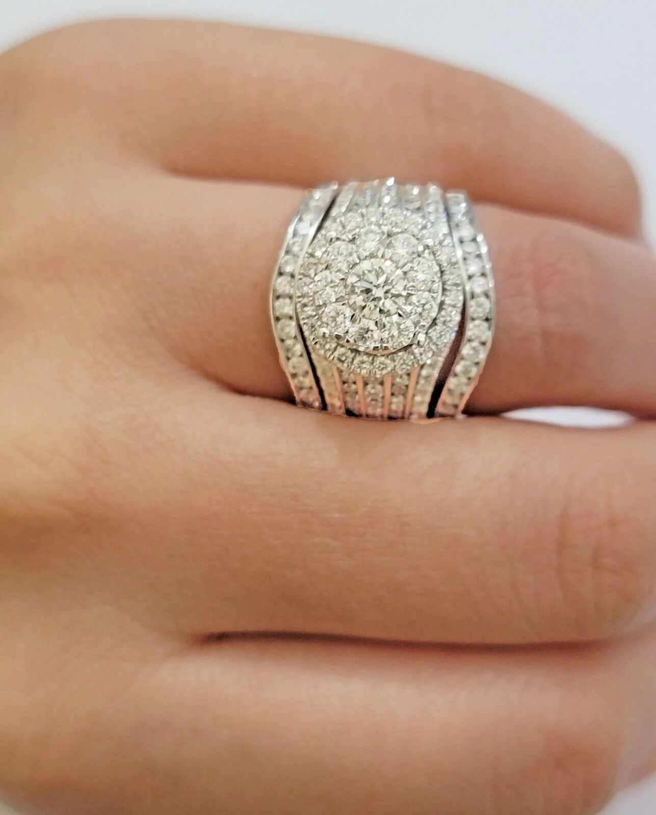 10k White Gold Diamond Ring & Band Ladies 3CTW Wedding Engagement Solid REAL - Image 7