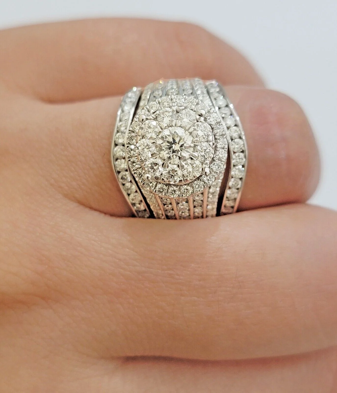 10k White Gold Diamond Ring Band Set Ladies 3CTW Wedding Engagement Solid REAL - Image 10