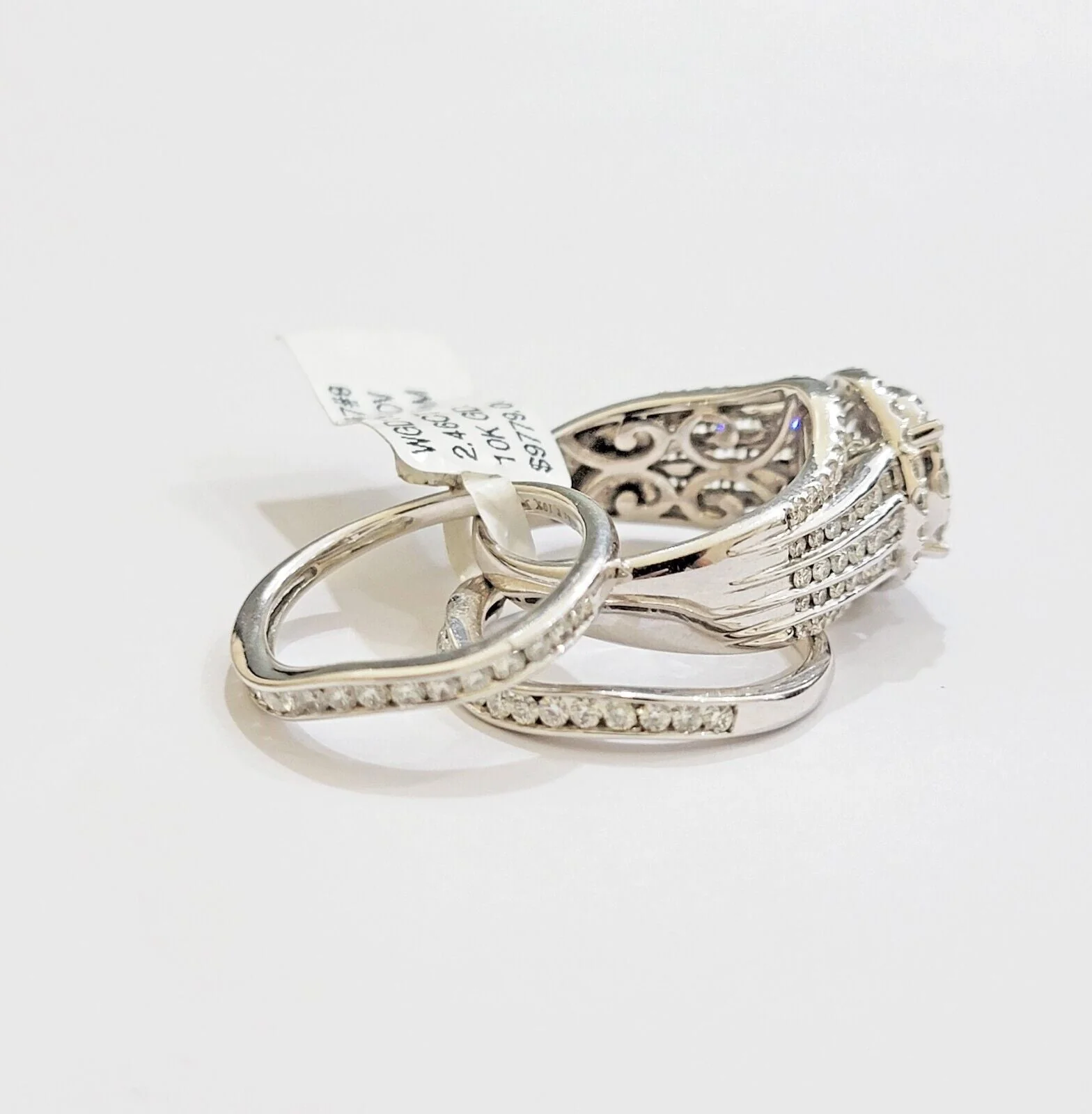 10k White Gold Diamond Ring Band Set Ladies 3CTW Wedding Engagement Solid REAL - Image 9