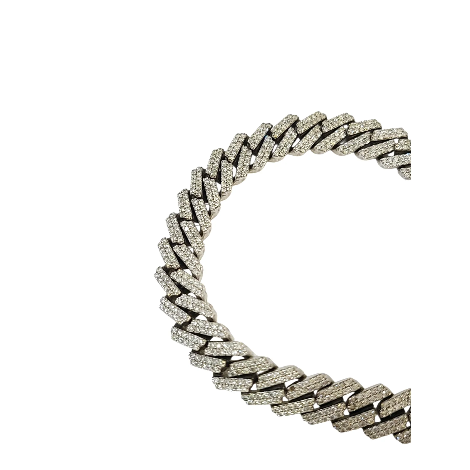 10k White Gold Iced Cuban Link Bracelet Diamond Baguette Hip Hop Style Men - Image 4