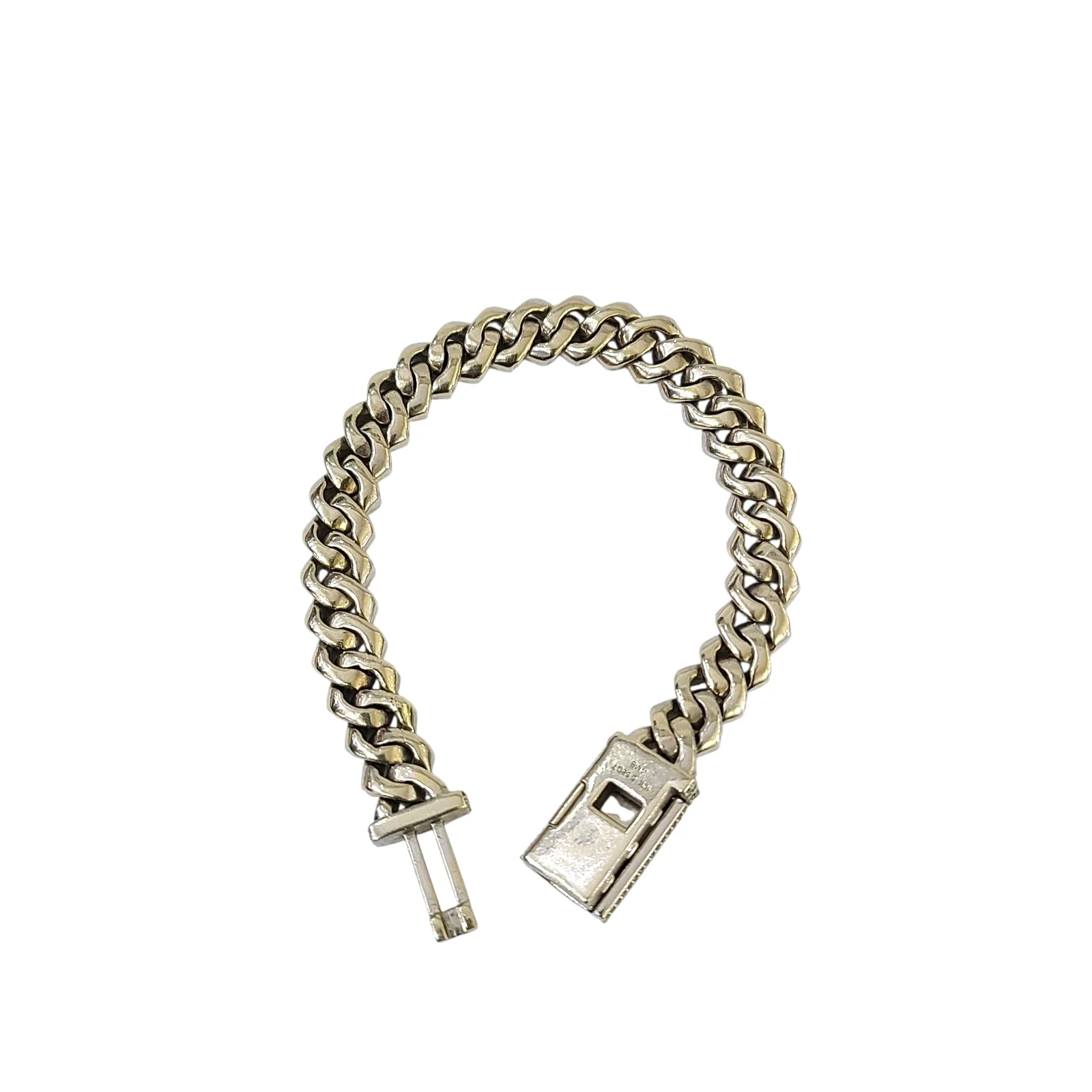10k White Gold Iced Cuban Link Bracelet Diamond Baguette Hip Hop Style Men - Image 7