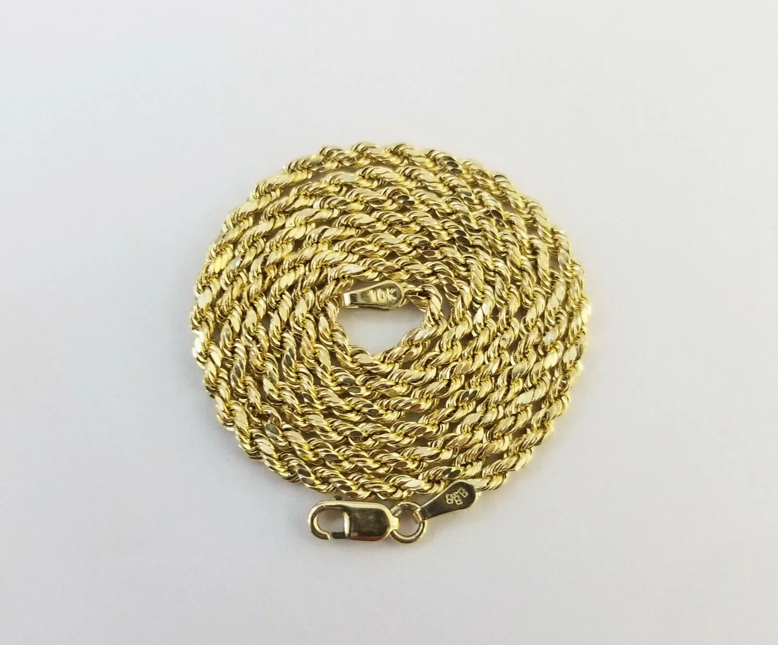 10K Yellow Gold 0.51CT Real Diamond Pillow Charm With 3mm 24" gold rope chain - Image 6