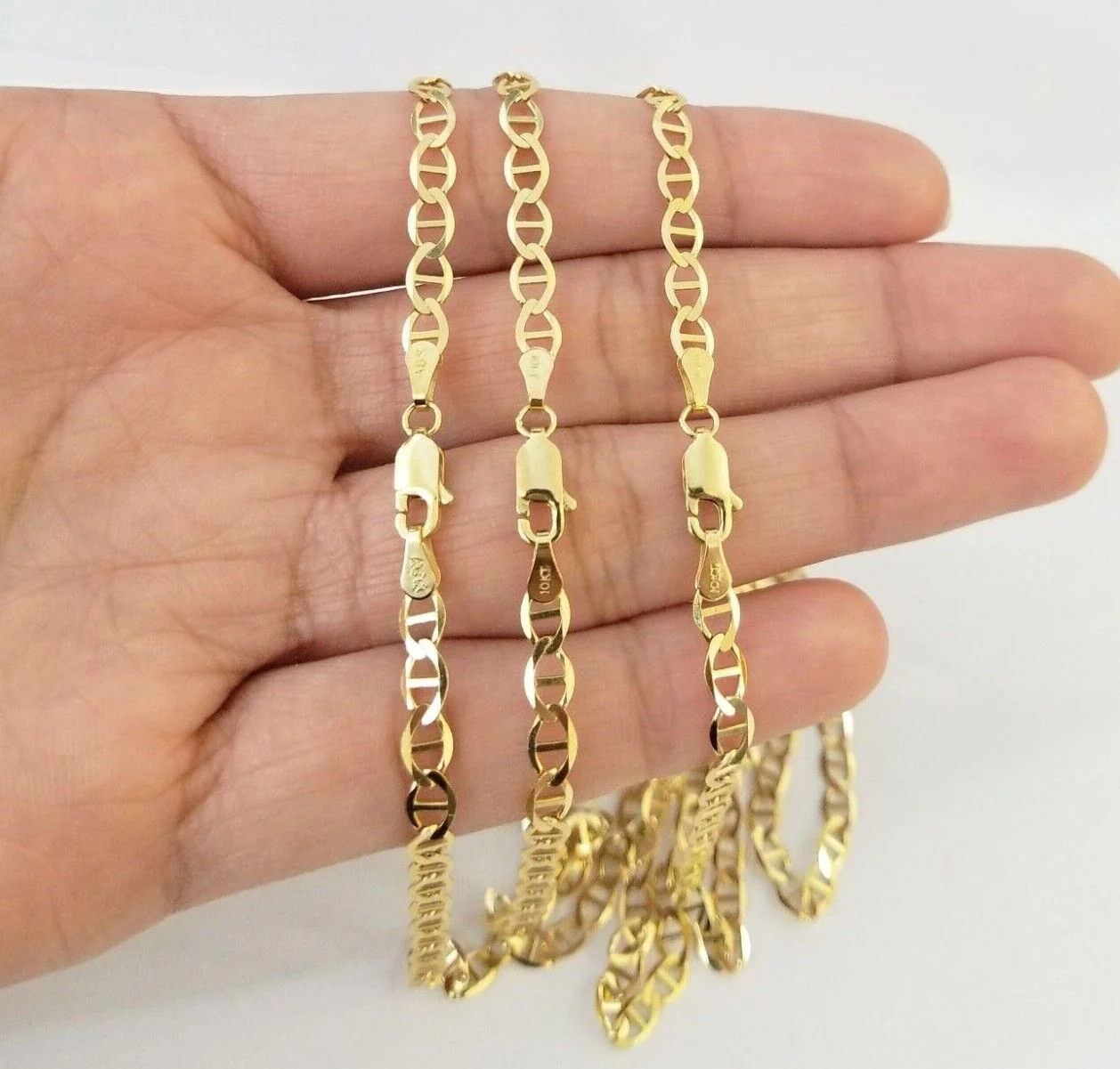 10K Yellow Gold 4mm Mariner Anchor LInk Chain Pendant Necklace 20"-24" Inch - Image 5