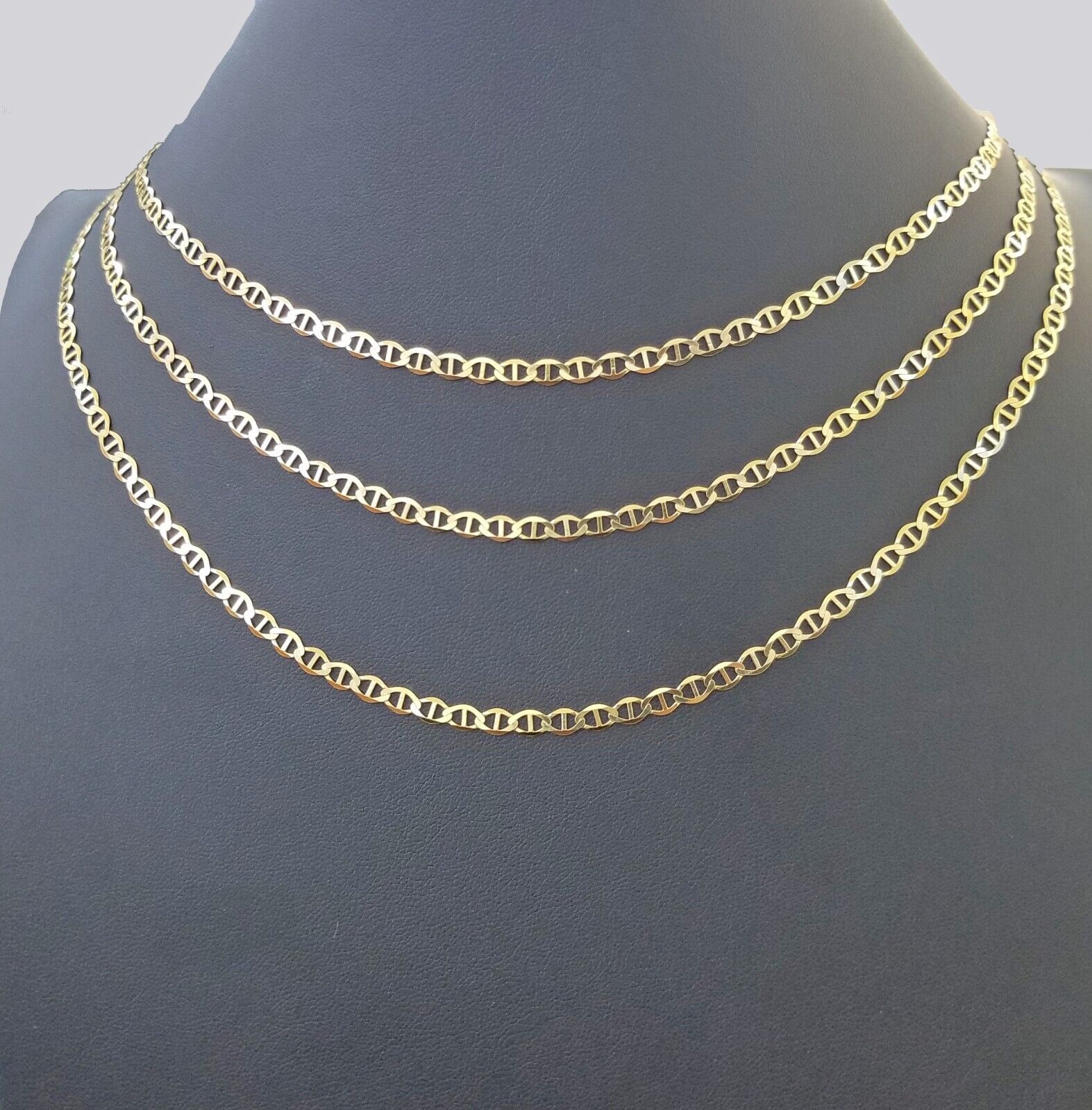 10K Yellow Gold 4mm Mariner Anchor LInk Chain Pendant Necklace 20"-24" Inch - Image 7