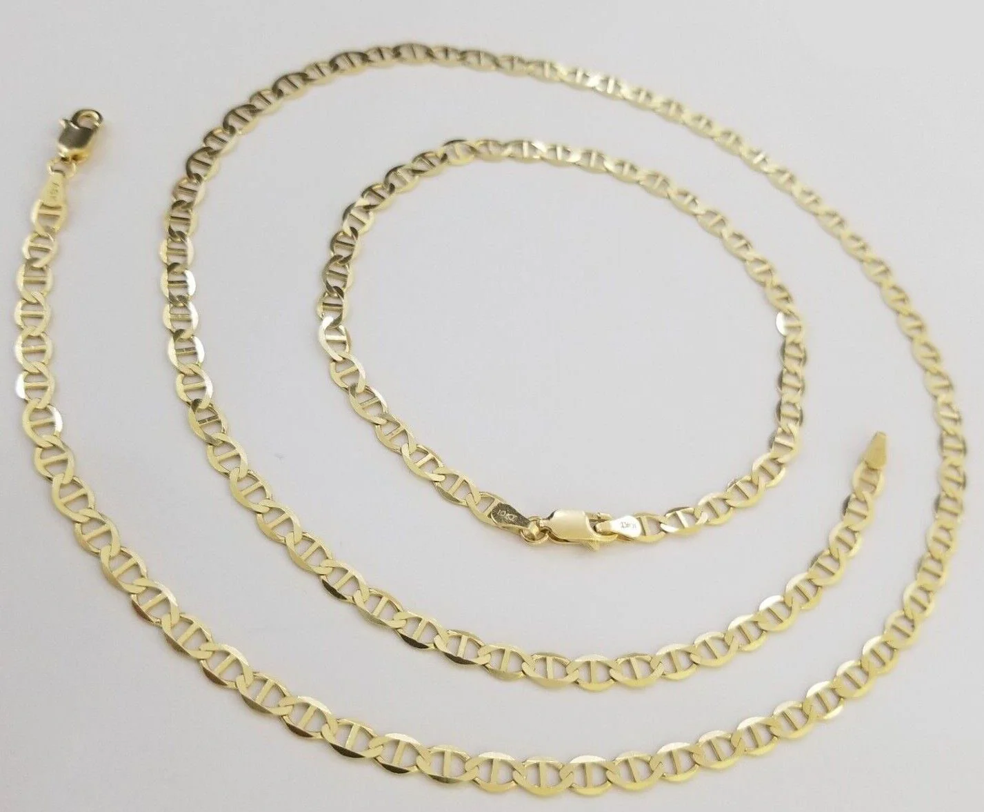 10K Yellow Gold 4mm Mariner Anchor LInk Chain Pendant Necklace 20"-24" Inch - Image 8
