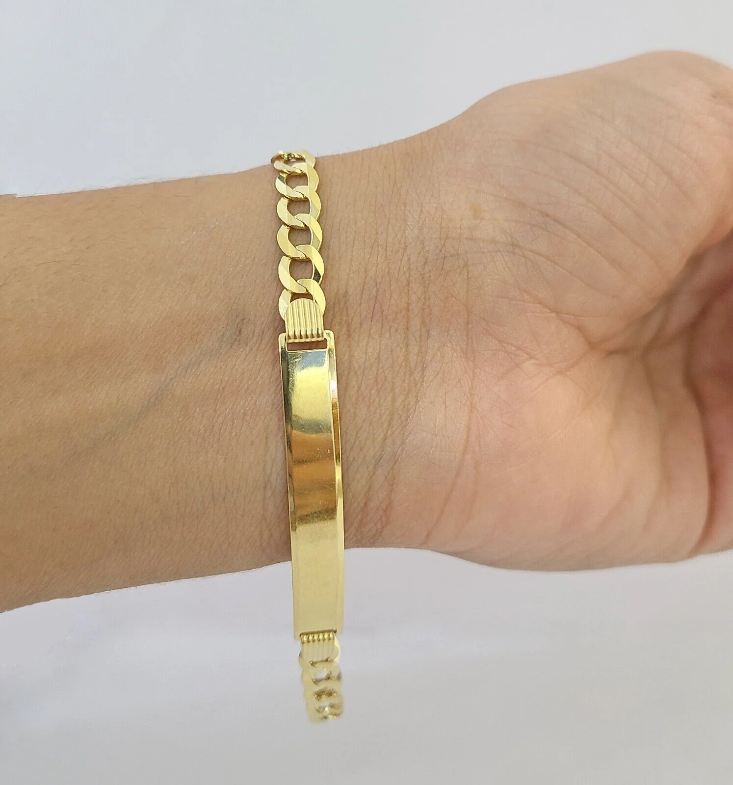 10k Yellow Gold 8" Inch Cuban Link ID Bracelet 6mm Lobster Clasp Real 10Kt - Image 4