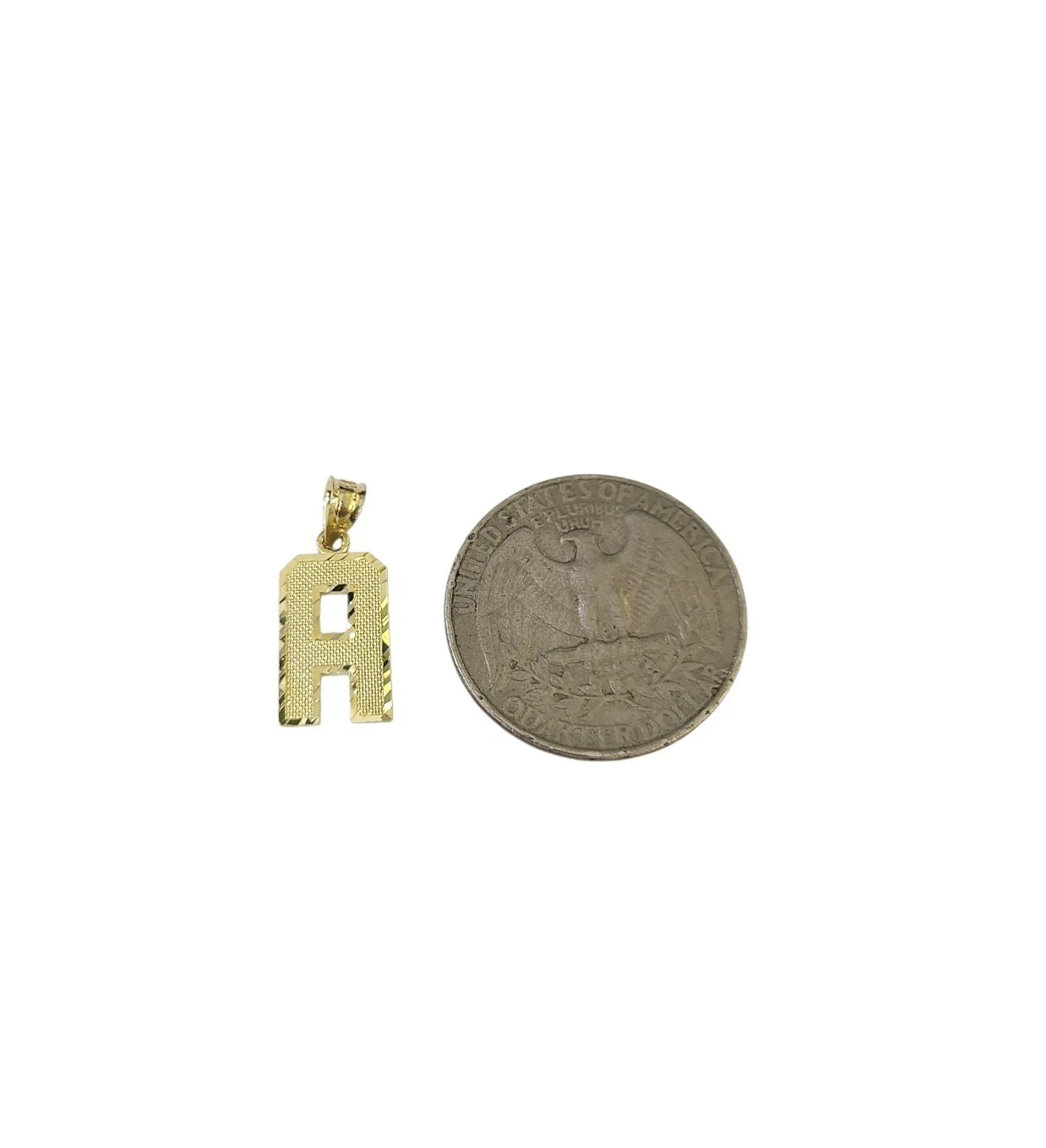 10K Yellow Gold A Initial Charm Pendant Alphabet Real 10kt Men Women - Image 2