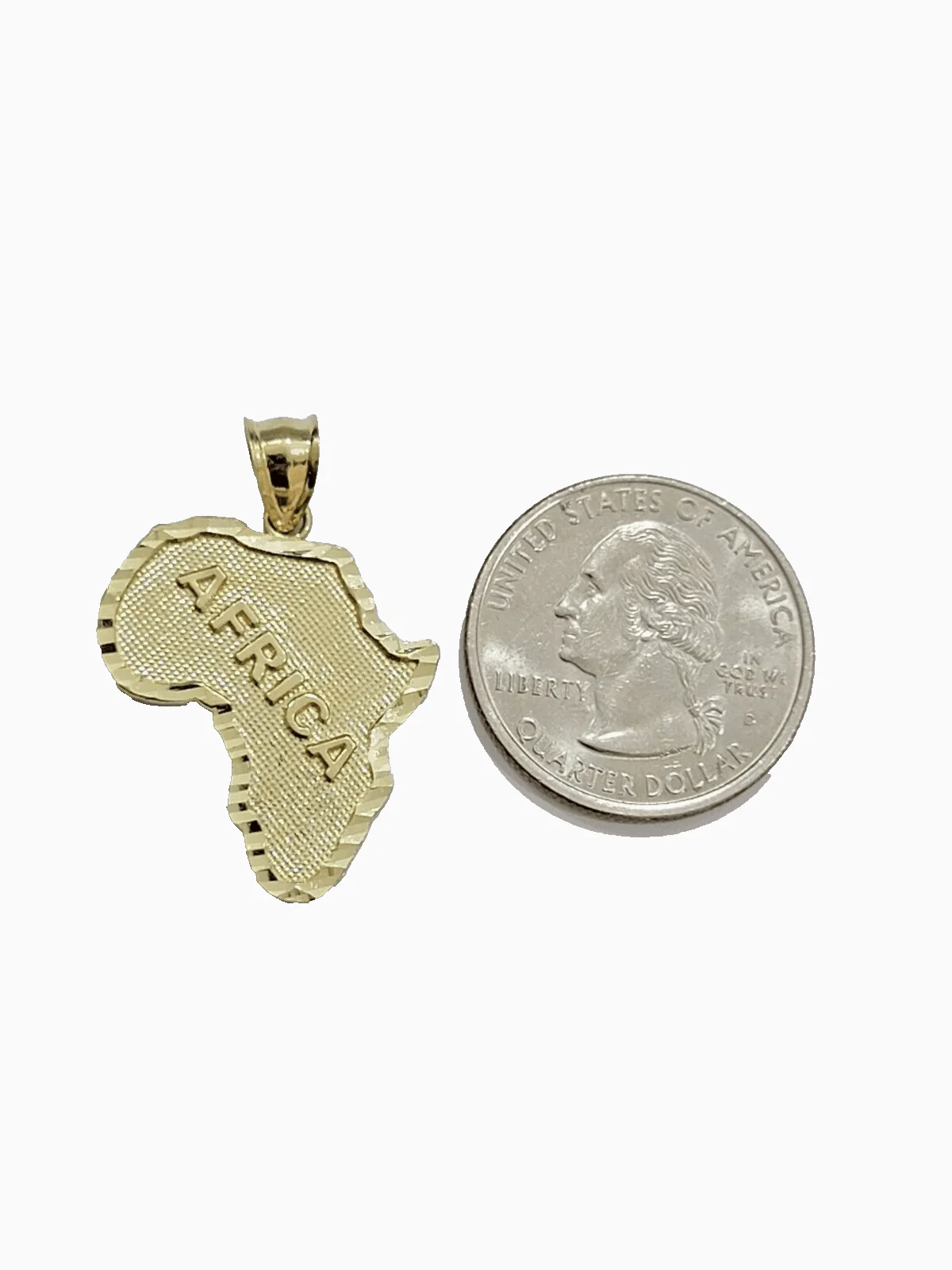 10k Yellow Gold Africa Map Charm Rope Chain 24 Inch Necklace Pendant SET - Image 12