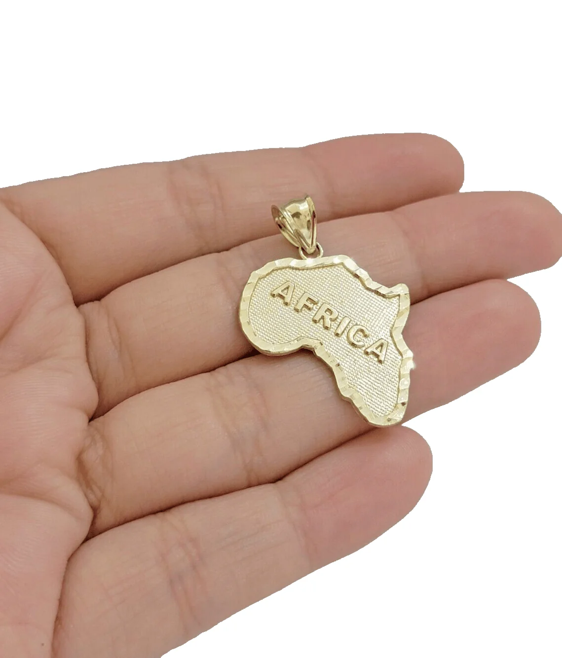 10k Yellow Gold Africa Map Charm Rope Chain 26 Inch Necklace Pendant SET - Image 8