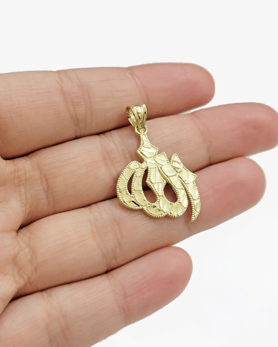 10k Yellow Gold Allah Charm Miami Cuban Chain 18 Inch Necklace 10kt Pendant Real - Image 13
