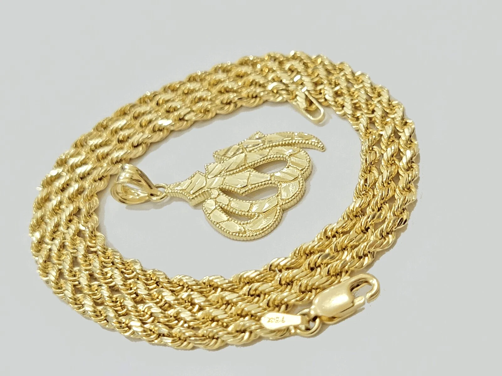 10k Yellow Gold Allah Charm Rope Chain 22 Inch Necklace 10kt Pendant Real - Image 8