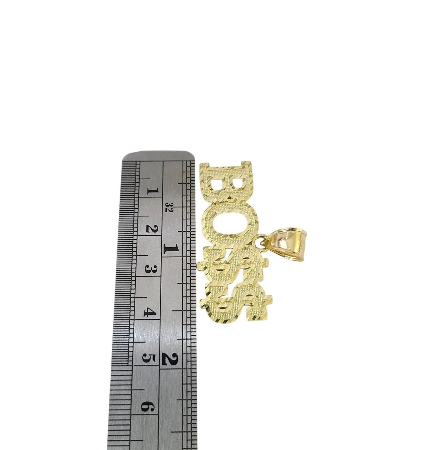 10K Yellow Gold BOSS Pendant Dollar Sign Letter Charm Hip Hop Style Men - Image 4