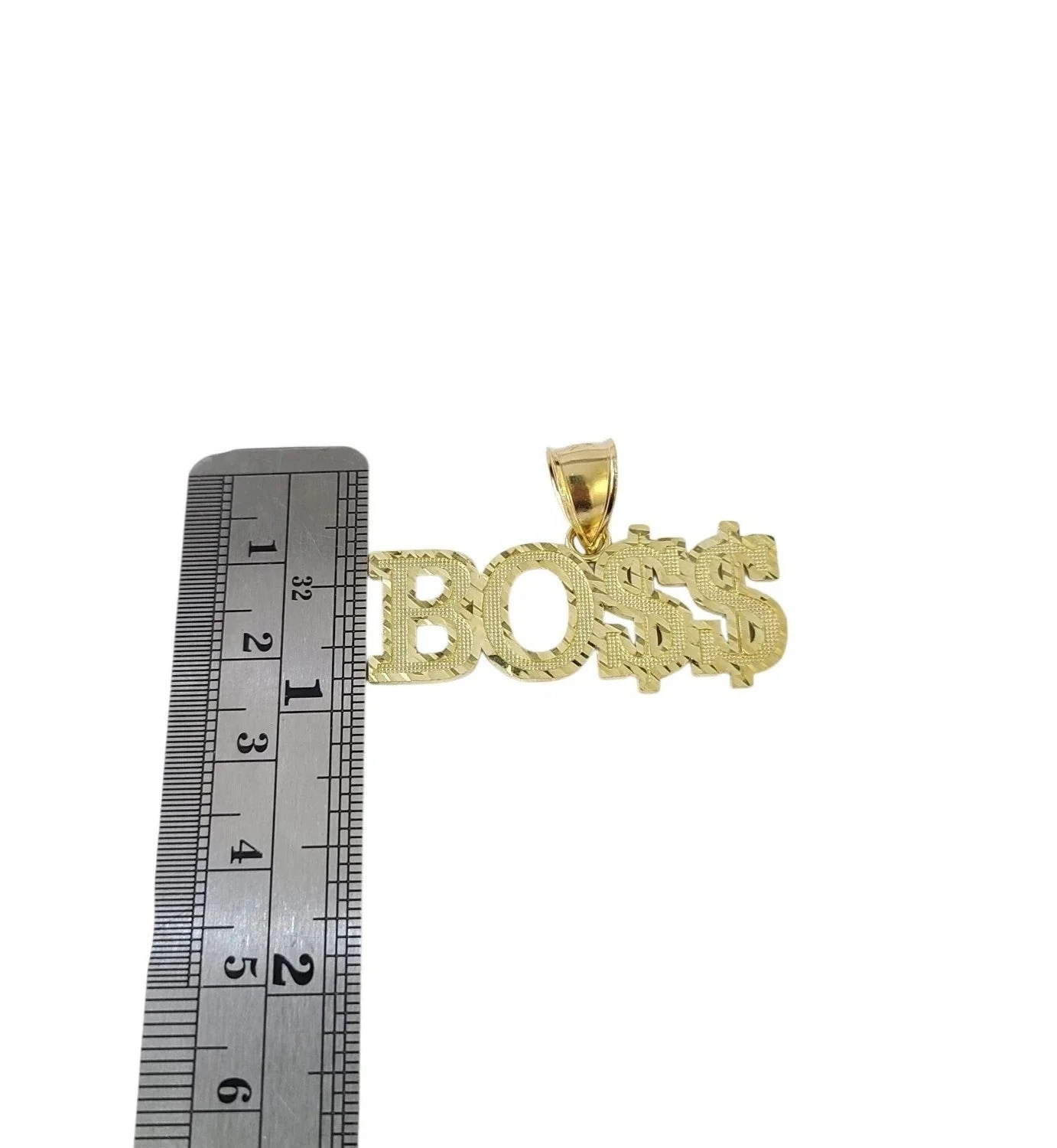 10K Yellow Gold BOSS Pendant Dollar Sign Letter Charm Hip Hop Style Men - Image 5