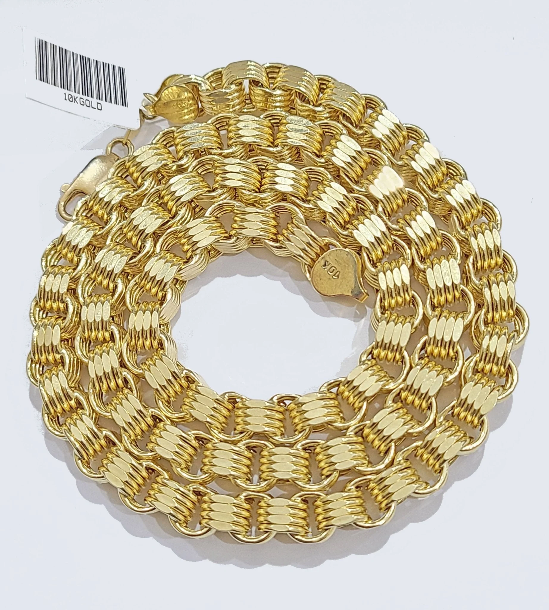 10k Yellow Gold Box Byzantine Chain 7mm 22" inch Unisex Real 10kt Necklace Men's