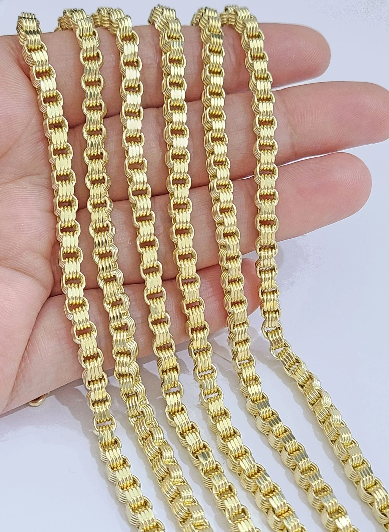 10K Yellow Gold Box Byzantine Chain Necklace 24'' Inch 4mm Real 10kt Lobster Lock - Image 9