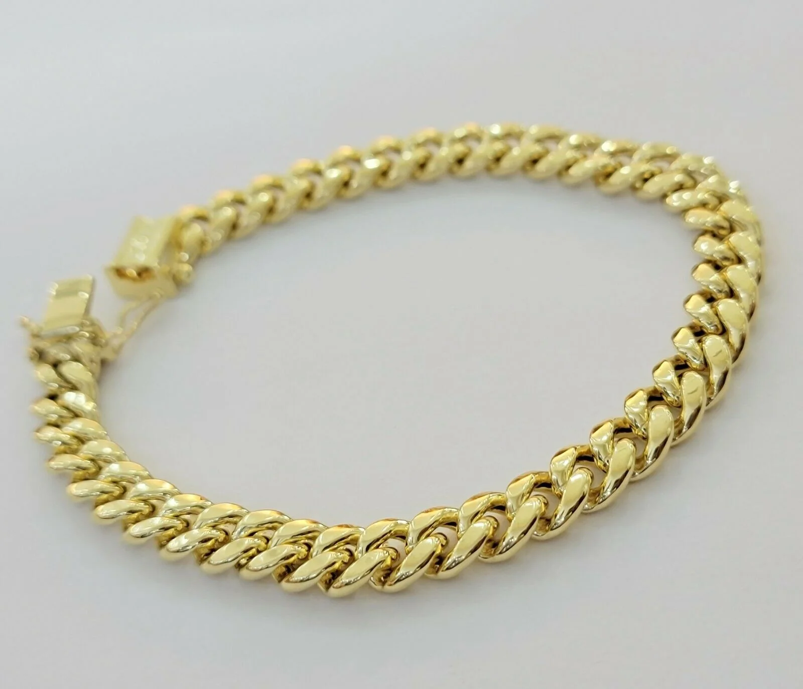 10k Yellow Gold Bracelet Miami Cuban Link 7.5" 7mm REAL 10 kt men &Women, STRONG - Image 4