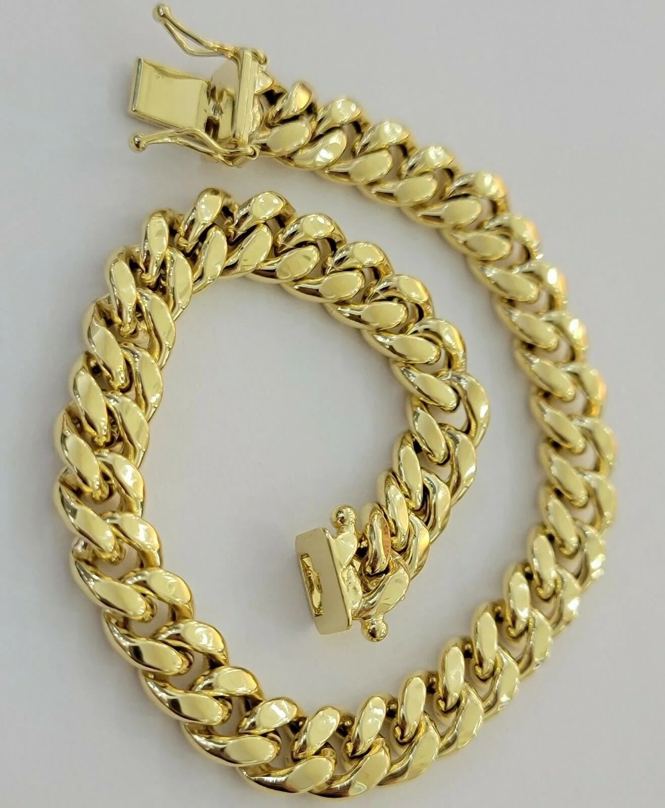 10k Yellow Gold Bracelet Miami Cuban Link 8" 8mm REAL 10 kt men & Women, STRONG - Image 3