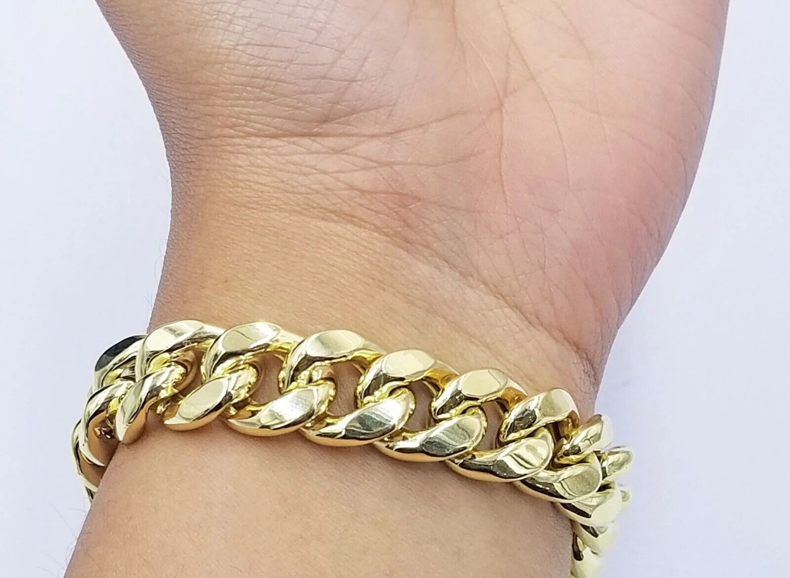 10K Yellow Gold Bracelet Royal Miami Cuban Link 9 inch Bracelet 13mm Real