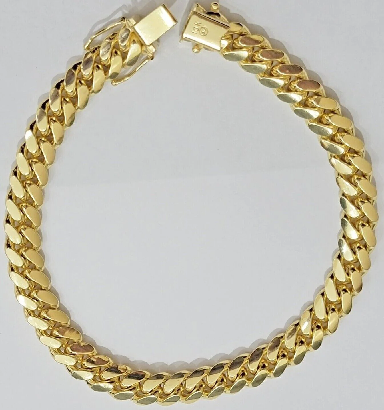 10k Yellow Gold Bracelet Solid Miami Cuban Link 9mm 8" Box Clasp, Real 10kt Men - Image 2