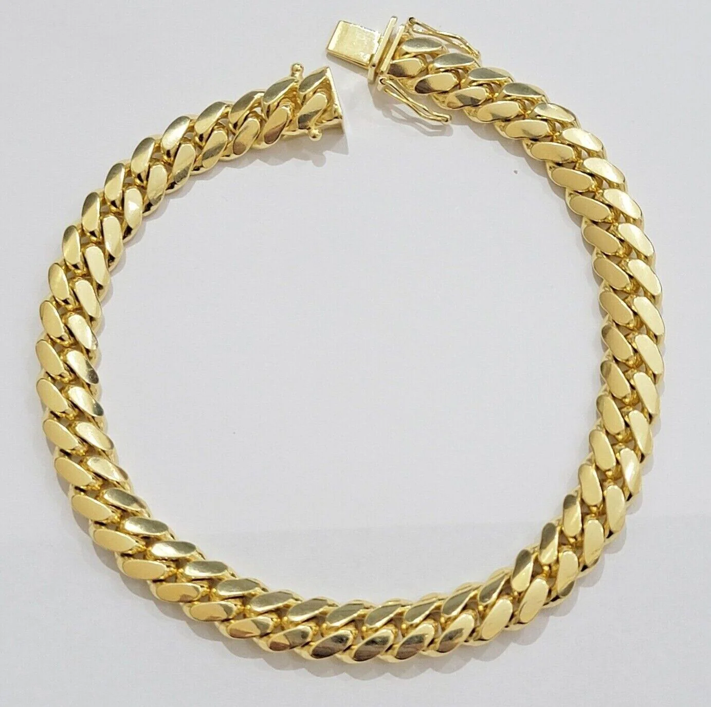 10k Yellow Gold Bracelet Solid Miami Cuban Link 9mm 8" Box Clasp, Real 10kt Men - Image 5