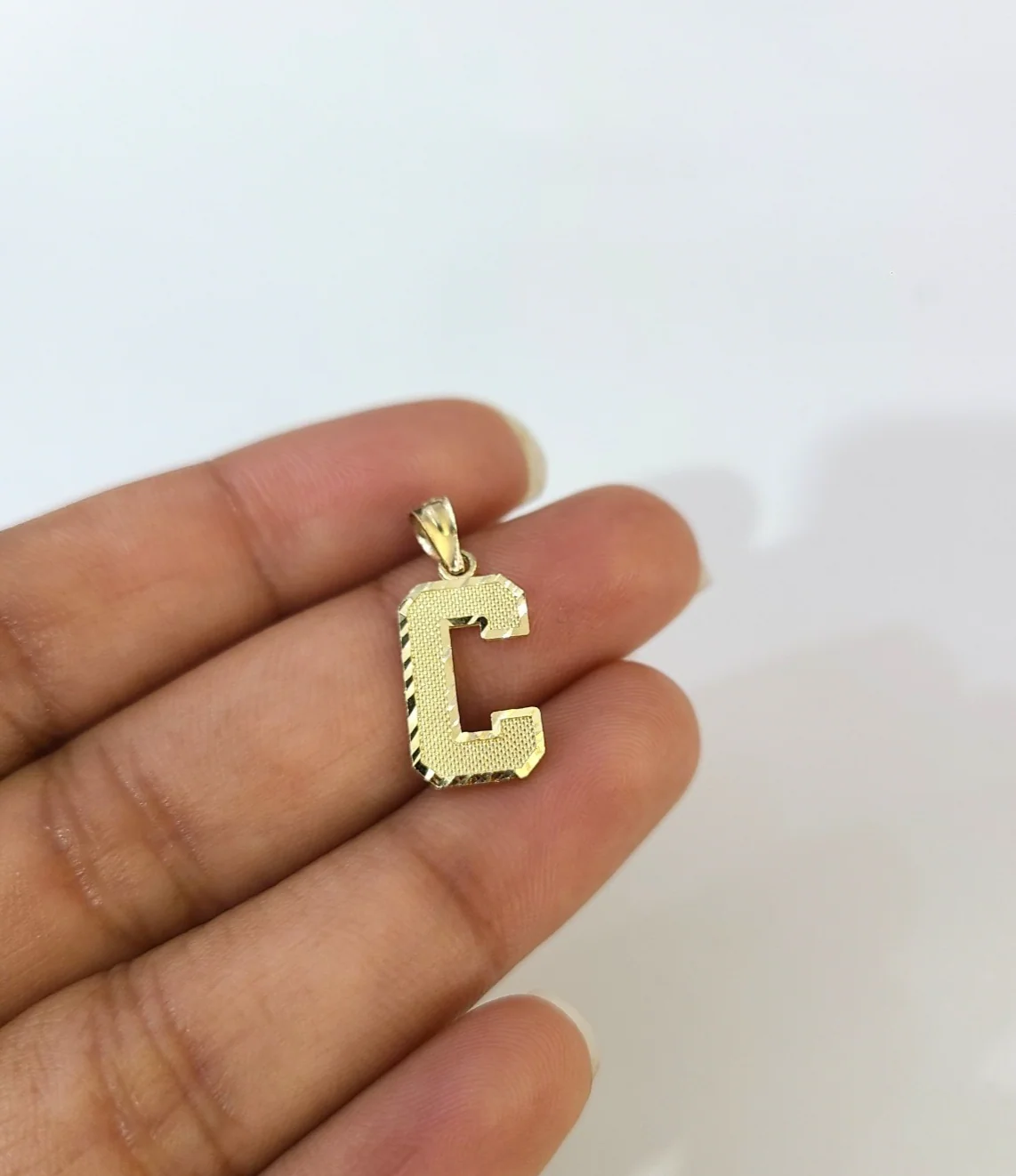 10K Yellow Gold C Initial Charm Pendant Alphabet Real 10kt Men Women - Image 2