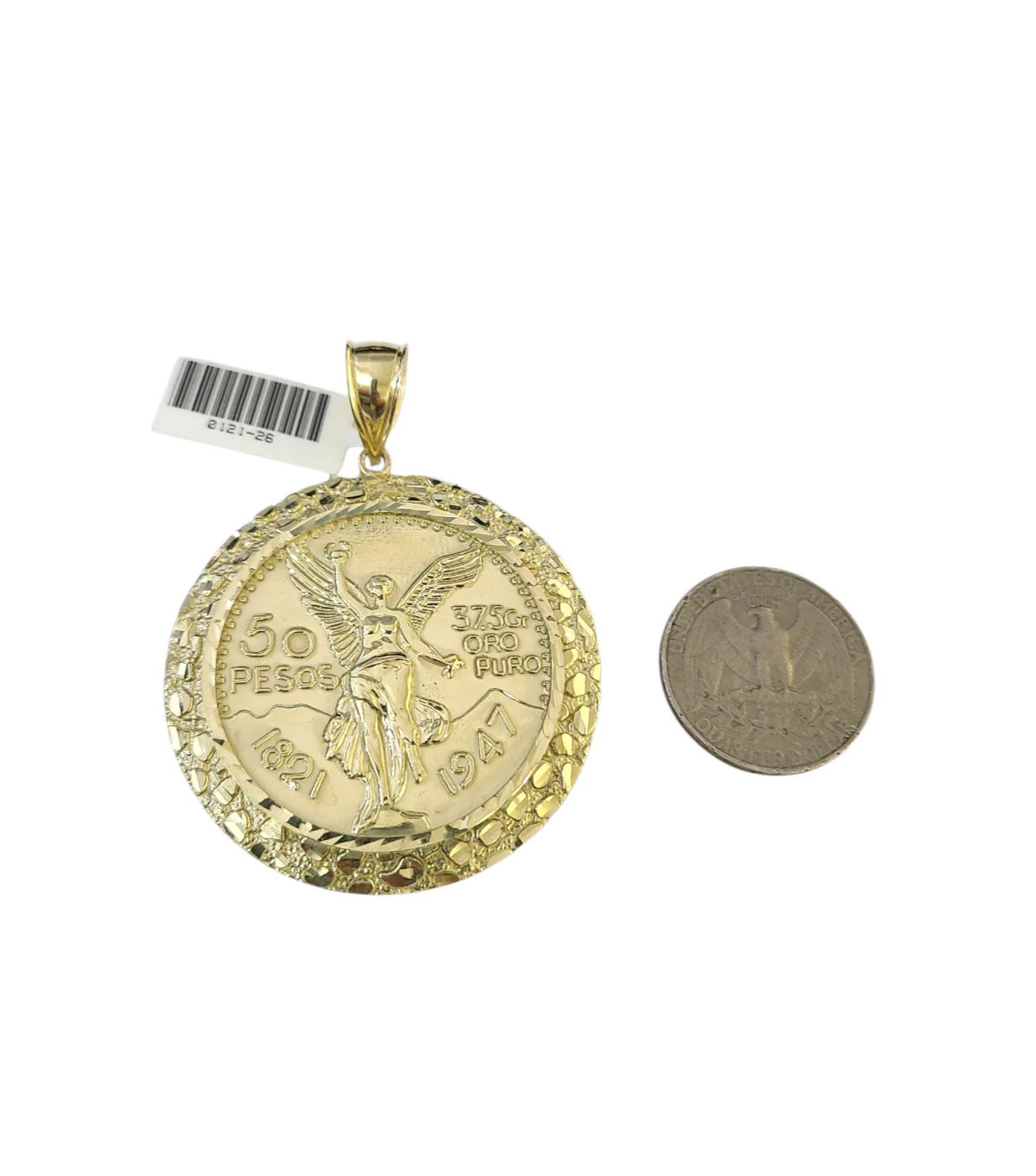 10k Yellow Gold Centenario Coin Charm 50 Pesos 1947 Nugget Centenario Bezel - Image 4