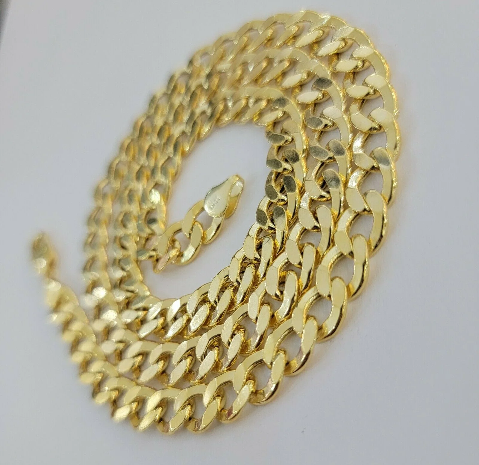 10k Yellow Gold Chain Necklace Cuban Curb Link 8mm 20" Inch 10kt Mens REAL Gold