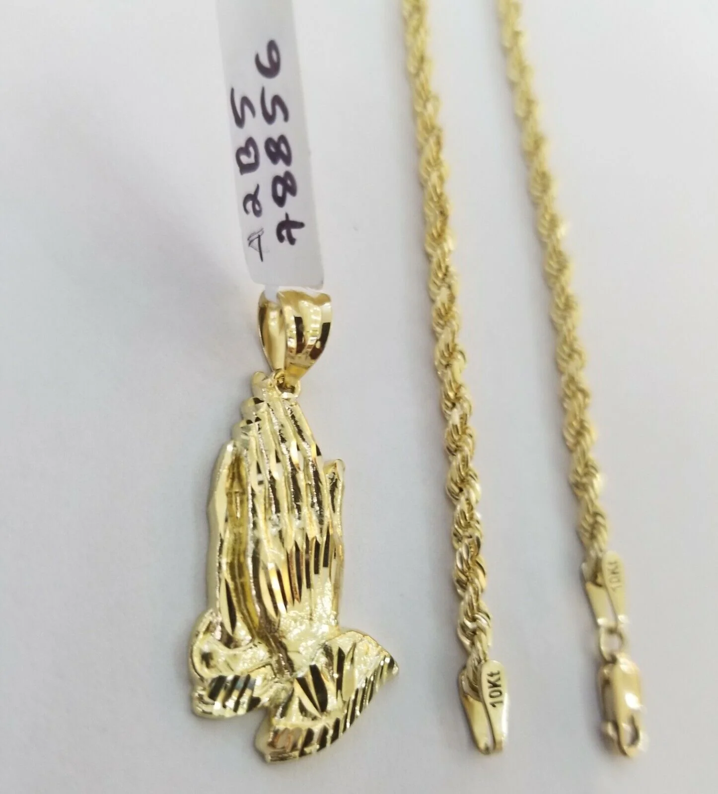 10k Yellow Gold Charm Pendant Praying hand REAL 10kt For chain - Image 6
