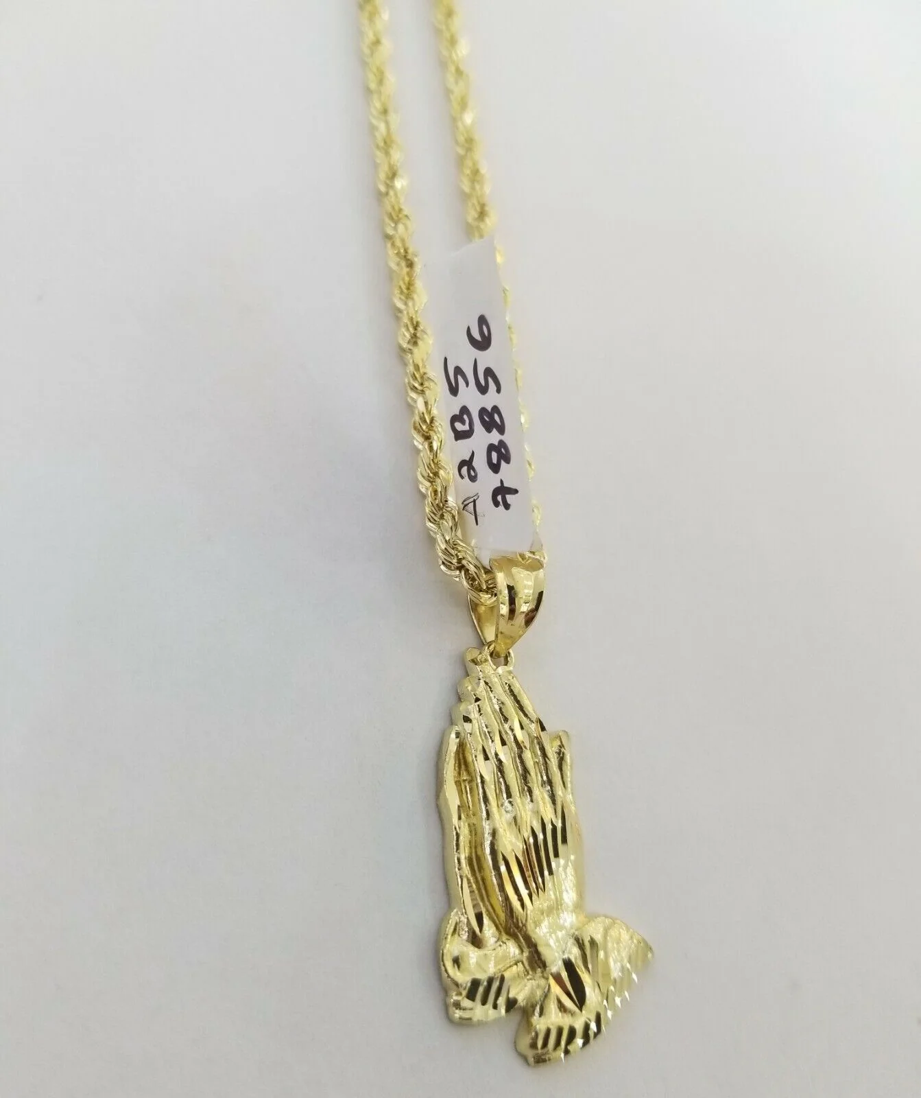 10k Yellow Gold Charm Pendant Praying hand REAL 10kt For chain - Image 7