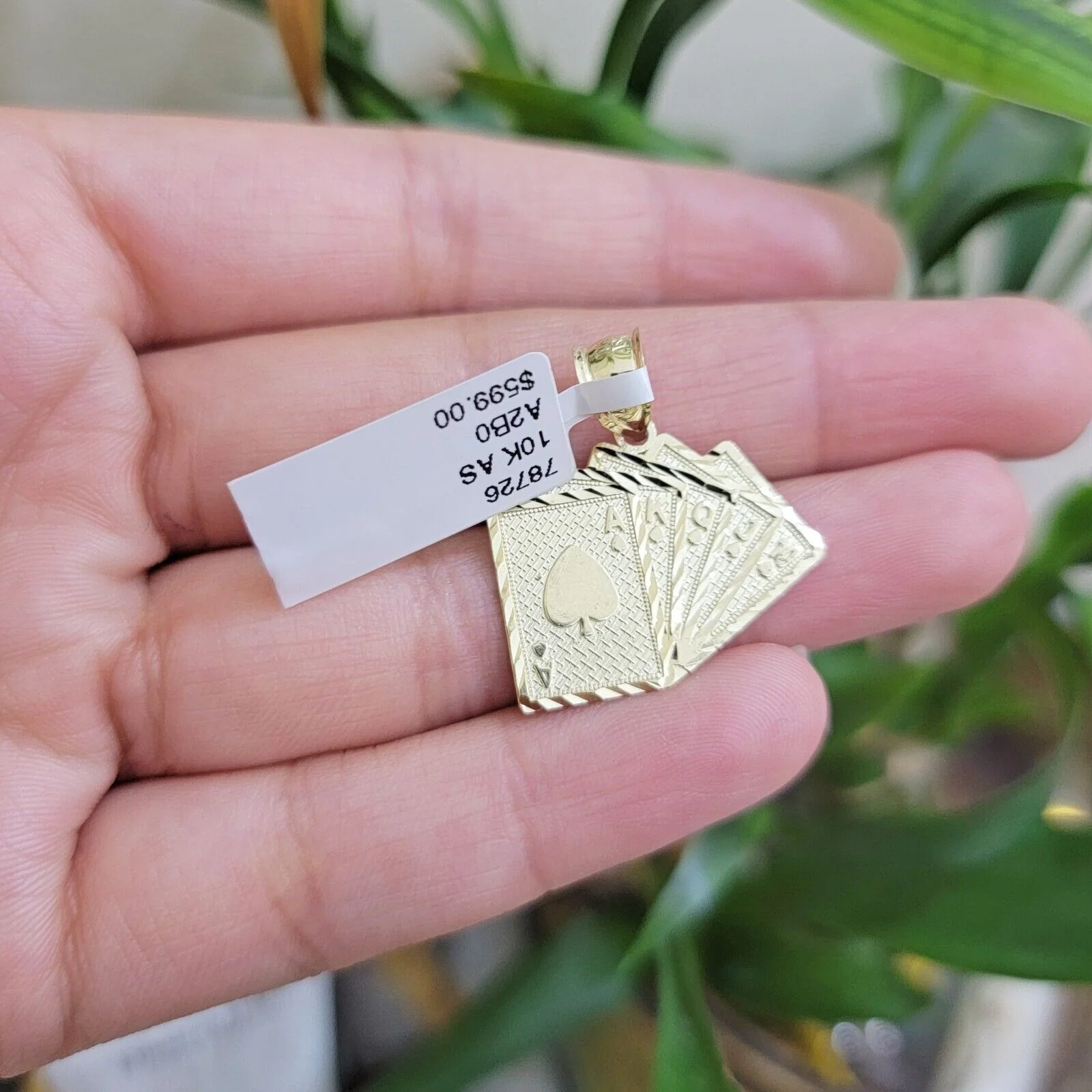 10k Yellow Gold Charm Pendant Card Royal Flush REAL 10k - Image 3