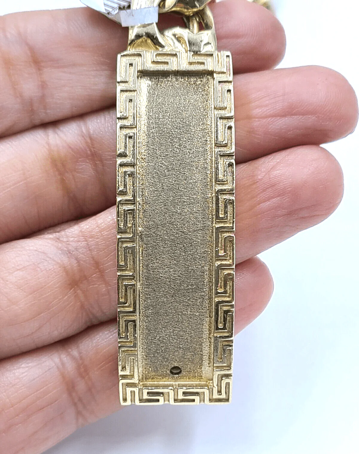 10k Yellow Gold Chino Link ID Bracelet 13 mm 9 Inch For Men's 10kt Gold - Image 4