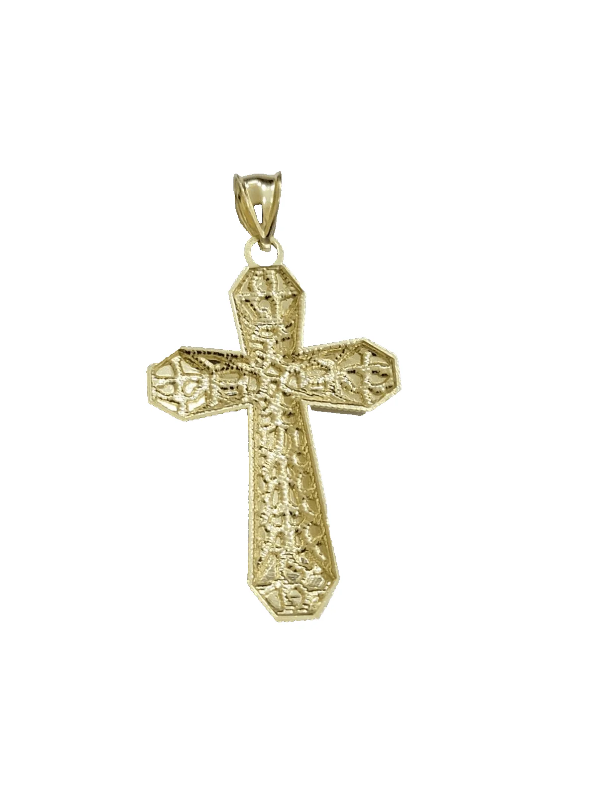 10k Yellow Gold Cross Charm Jesus Pendant 2'' Inch Necklace Chain Real 10kt - Image 8