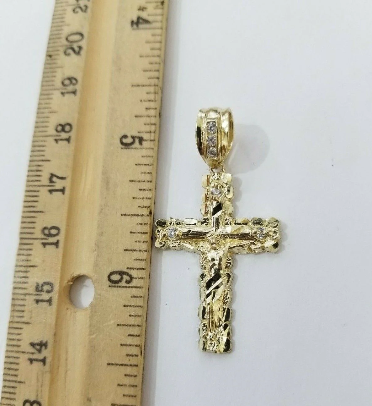10k Yellow Gold Cross Charm Pendant 18-26" Miami Cuban Link Chain Necklace SET - Image 7
